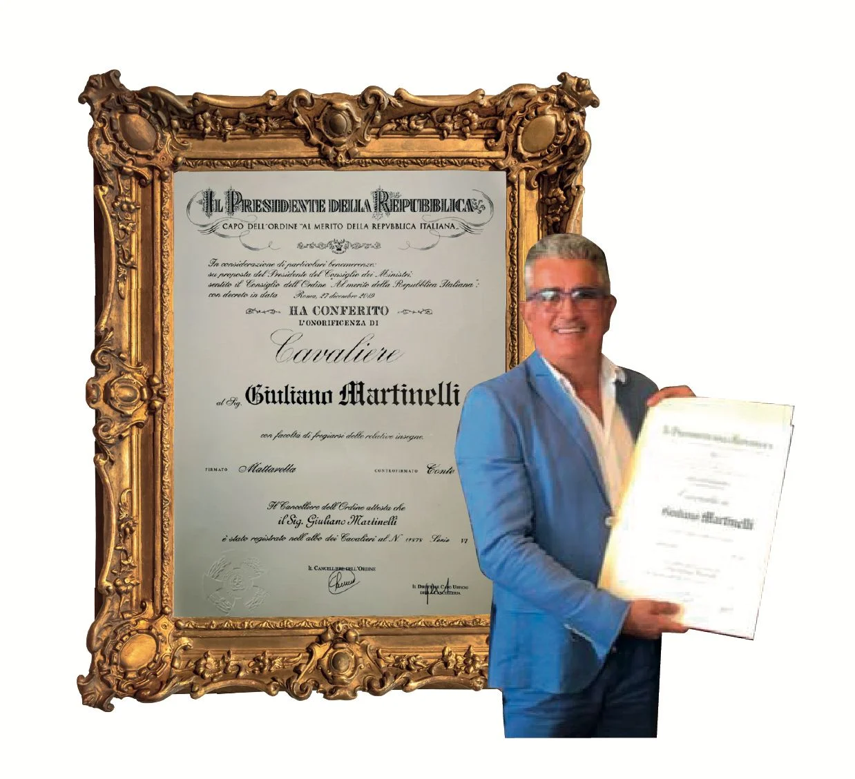 Giuliano Martinelli diventa Cavaliere della Repubblica Italiana Il Presidente della Repubblica ha conferito a Giuliano Martinelli l'onorificenza di Cavaliere della Repubblica Italiana per l’importante contributo offerto allo sviluppo del territorio nel 2020